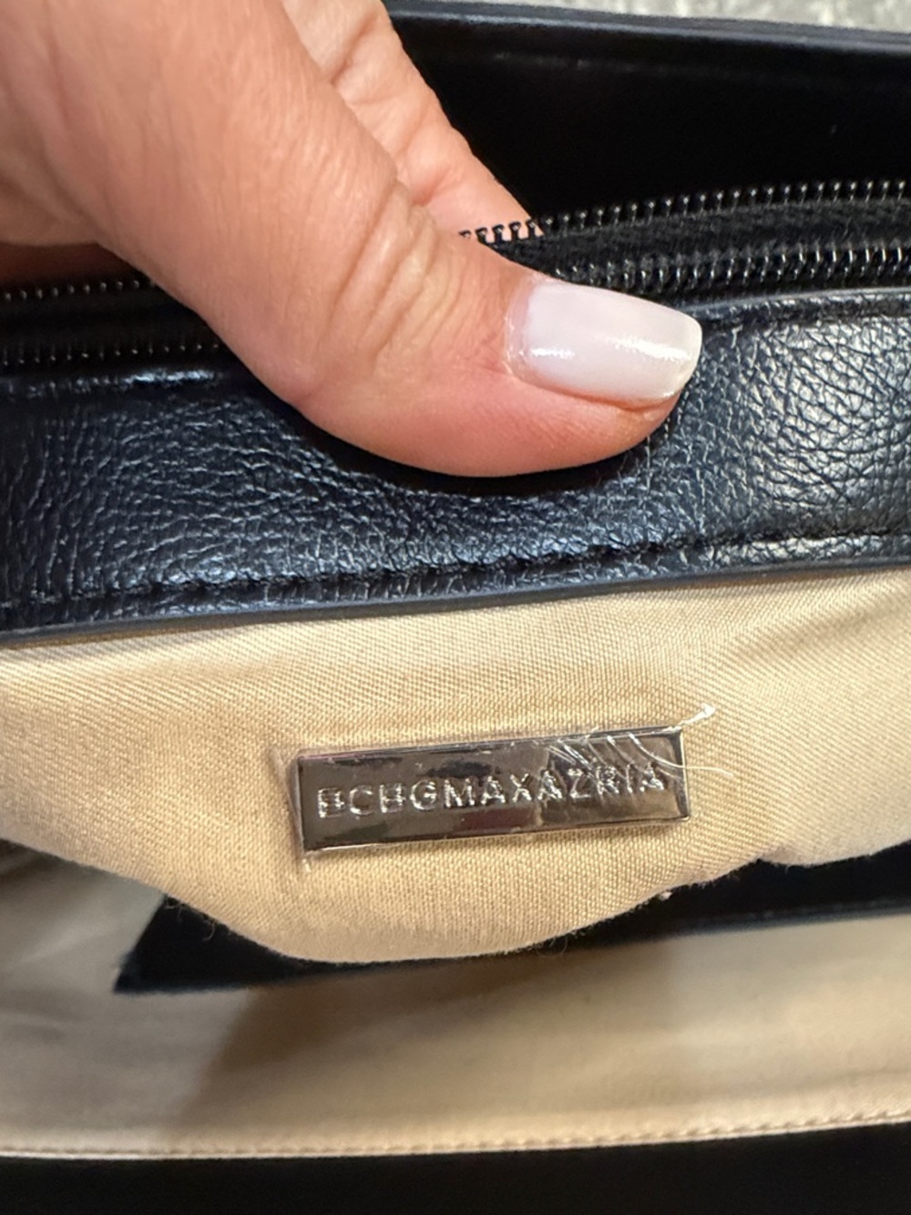 BCBGMaxAzria Black Leather Whipstitch Accent Tote - Picture 5 of 6